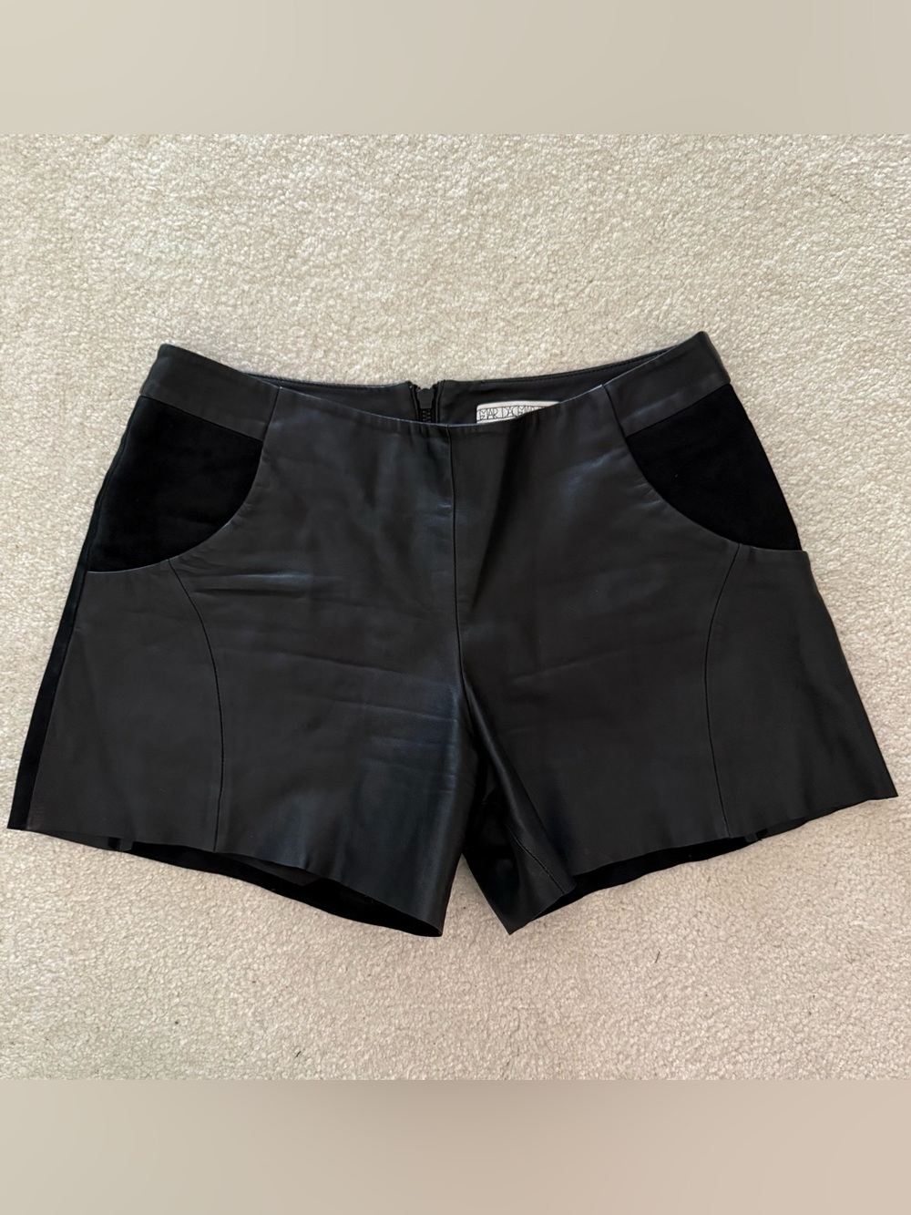 House of Dagmar Black Leather Suede Shorts Size EU 36/US 4 Scandinavian Design